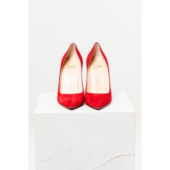 Christian Louboutin Red Suede Pointed Toe Pump - Picture 1 of 4
